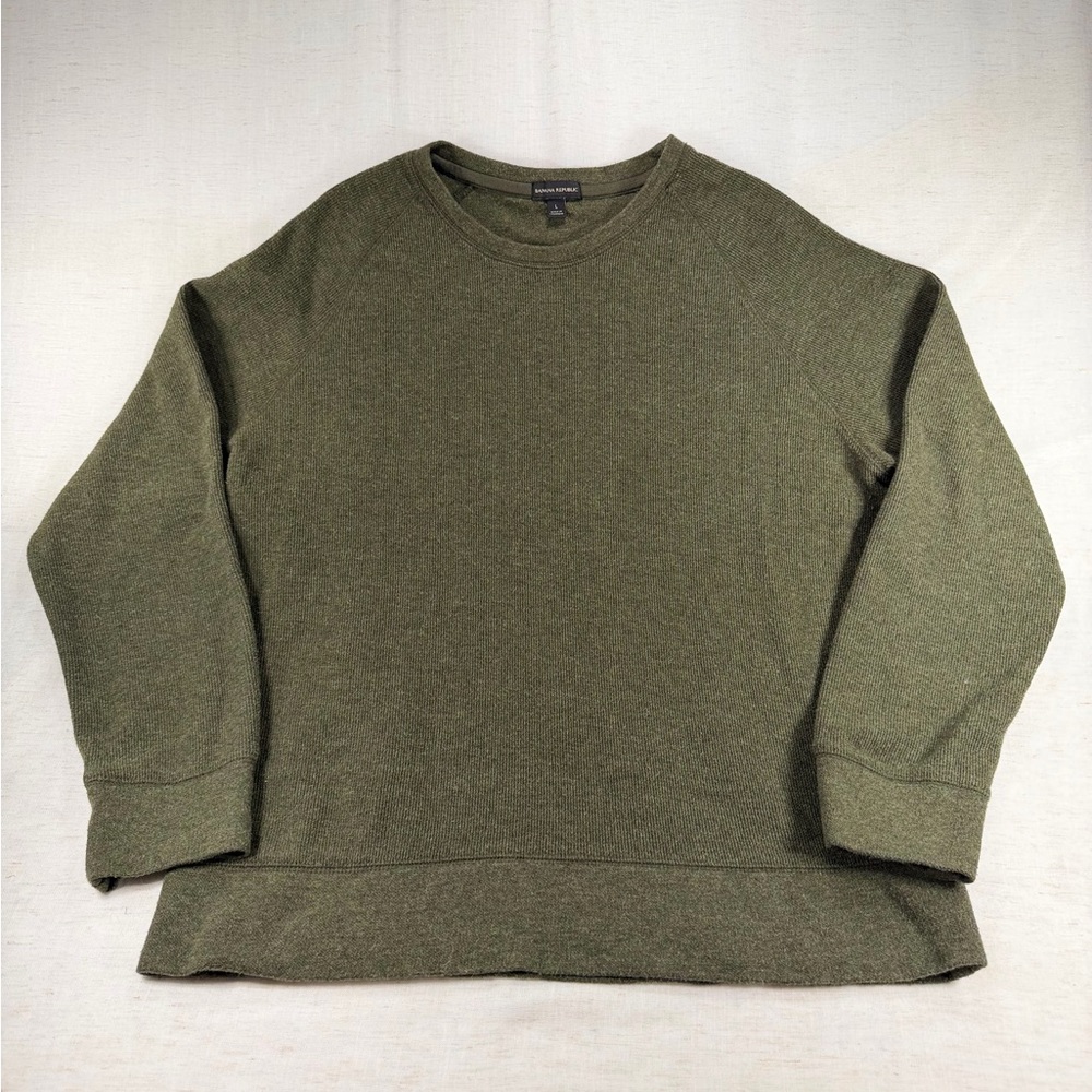 Banana Republic Olive Green Tight-Knit Crew Neck Pullover Sweater men L